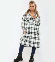 JUSTYOUROUTFIT Black Check Double Pocket Long Shacket